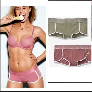 2 Victoria ’s Secret PINK cotton boyshort panties bundle pink Panties sparkle